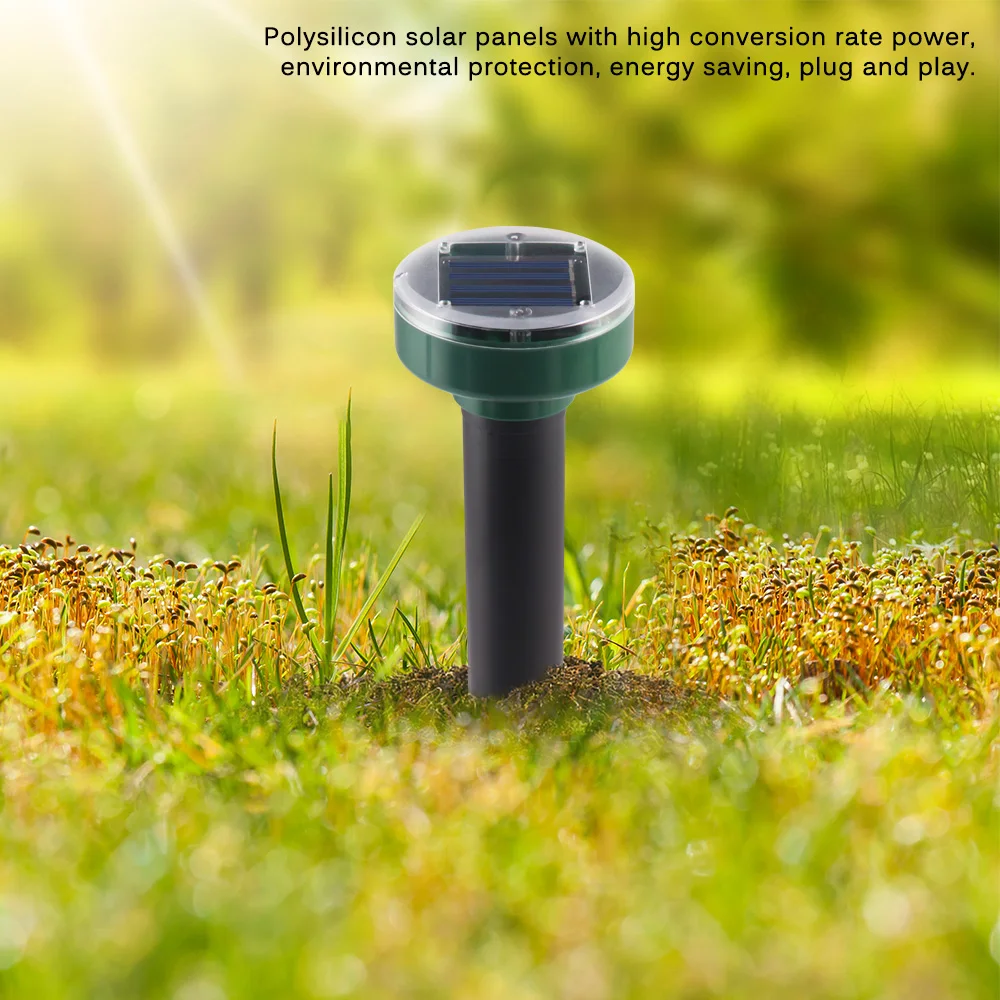 4pcs Solar Powered Ultrasonic Sonic Mouse Mole Pest Rodent Repeller Repellent Yard LED Light Repeller Outdoor Lamp Yard Garden