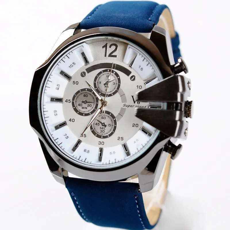 Дизайн Роскошные для мужчин часы аналоговый Спорт на открытом воздухе сталь случае кварцевые циферблат кожа наручные часы - Цвет: F
