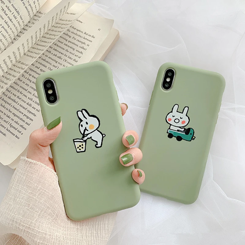 

BONVAN For iPhone X XR XS Max Case soft Cute rabbit Protection Back Funda For iPhone 6 6s 7 8 Plus Phone Cover Coque
