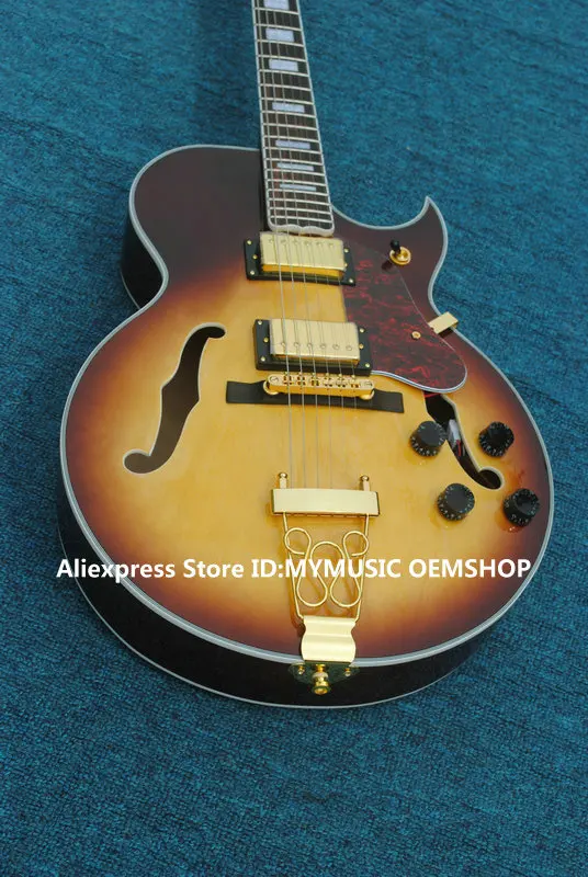 

Guitar Factory Honey Burst Jazz Guitar Hollow body Gold Hardware High Quality Free Shipping