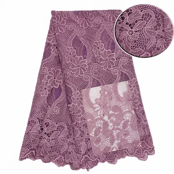 

Purple High Quality 2019 African French Net Lace Fabric Embroidered Nigerian Lace Fabric Polyester Tulle Lace With Stone 5Yards