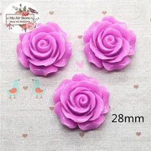  10pcs 28mm Mixed Color Camellia Flower Resin Flatback Cabochon DIY Jewelry/Phone Decoration No Hole 