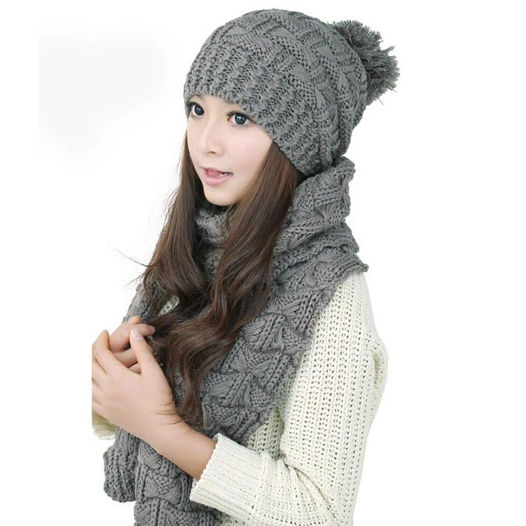 Buy New Winter Womens Hat Scarf Set Ladies Wooly Thick