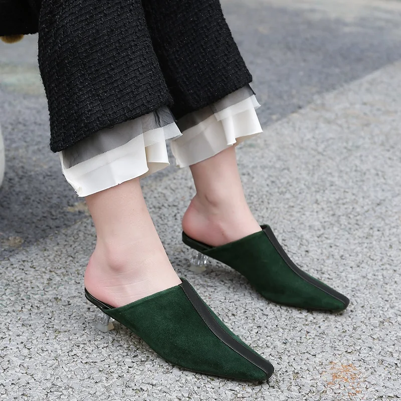 Mode Sexy Au Maulesel Neue Karree Mischfarben Stil Schuhe erhalb Aprikosegr Med Plus Hausschuhe Seltsamen Frauen Gre Sommer Zvq QBhrCtdxs
