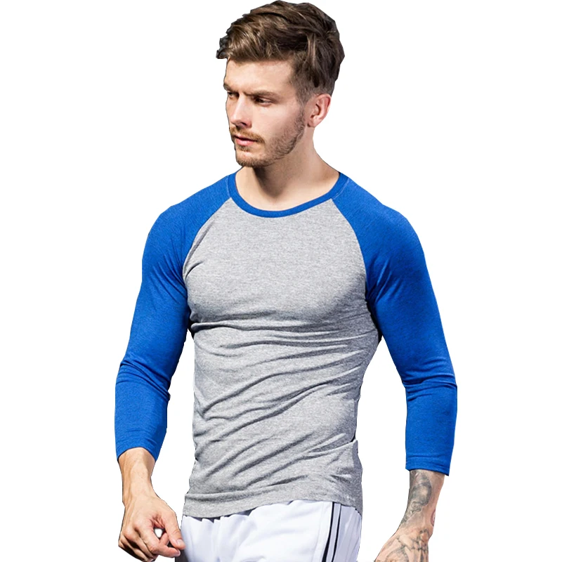 T shirt Men New Fashion Casual Three Quarter Sleeve Shirts Quick Dry