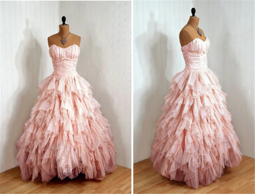 

Beautiful 2016 Sweetheart Ruffled Evening Dress Custom Made Pink Sweet 16 Dress Long Girls Party gowns prom dresses