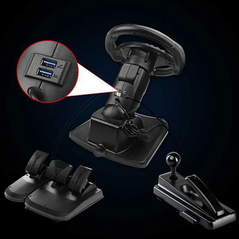 900 degree racing games steering wheel + accelerator + brake, even Gear