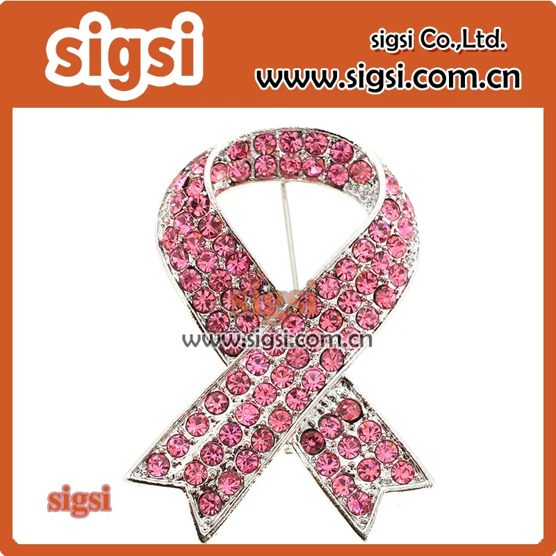 

wholesale pink breast cancer crystal rhinestone brooch and pins