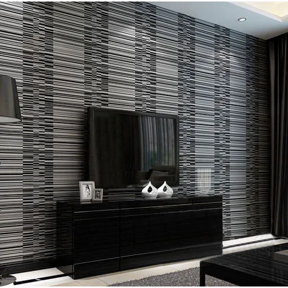 

Free Shipping Black Yellow Stripes Stripe Geometry Non-woven Fabric Of Modern Living Room Tv Wallpaper 5.3m2
