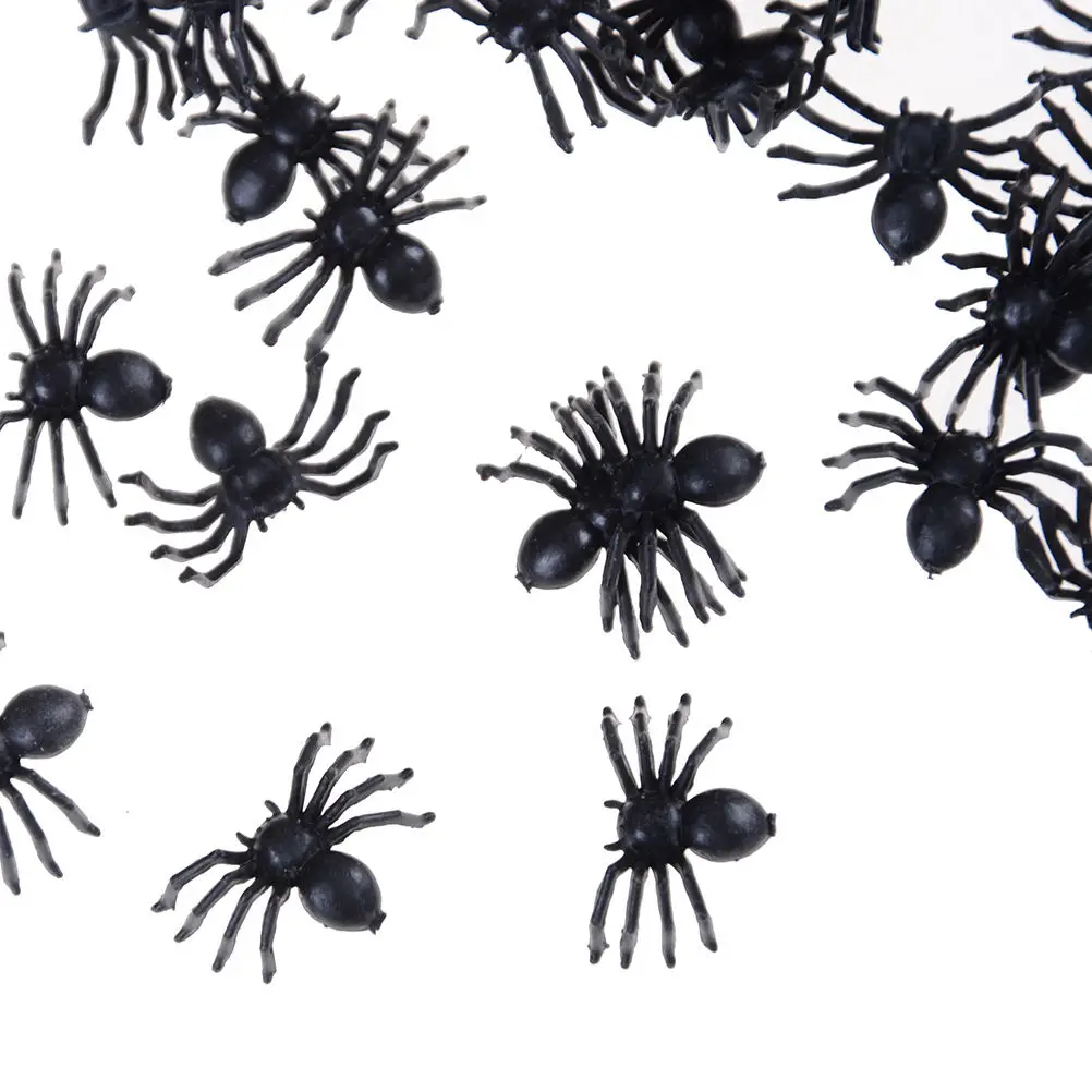 50 шт. маленький черный пластик поддельные игрушки паук Хэллоуин смешная шутка реквизит для розыгрышей HC