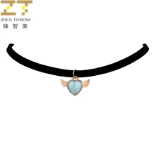 Горячая мода макси крутящий момент черный, бархатный, кожаный крылья сердце Подвески ложный воротник женские ожерелья-Чокеры ювелирные изделия подарок для девочки