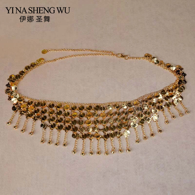 2018 New Belly Dance Waist Chain Belly Dance Belt Exquisite Bell Ornament Oriental Dancing Chain Metal Coin Bell Waist Chain