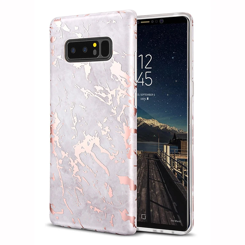 

Luxury Shiny Rose Gold Marble Design Slim Soft Flexible TPU Rubber Shockproof Protective Phone Case for Samsung Galaxy Note 8