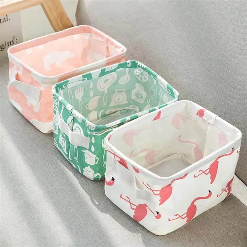 

5Pcs Storage Basket Waterproof Fabric Foldable Organizer Bins Case with Handles for Bathroom Office (Red flamingo out of stock)