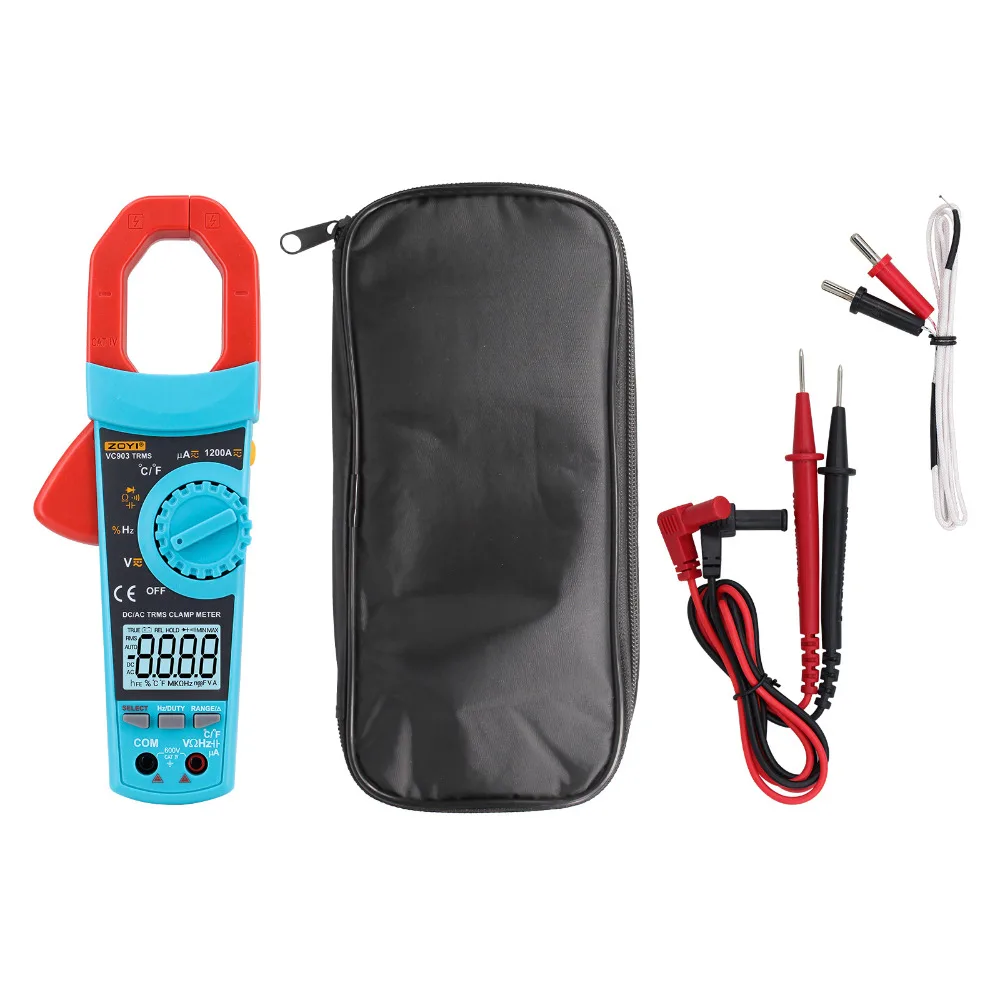 

ZOTEK Clamp Meter Automatic Range Digital Multimeter Meter VC903 6000 Counts true RMS 1200A AC DC Digital Camp Meter BZ