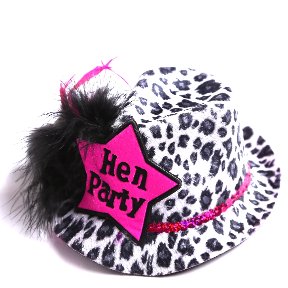 Hen Party Leopard fedora hat on Hair clip 50 off for 3pcs featured