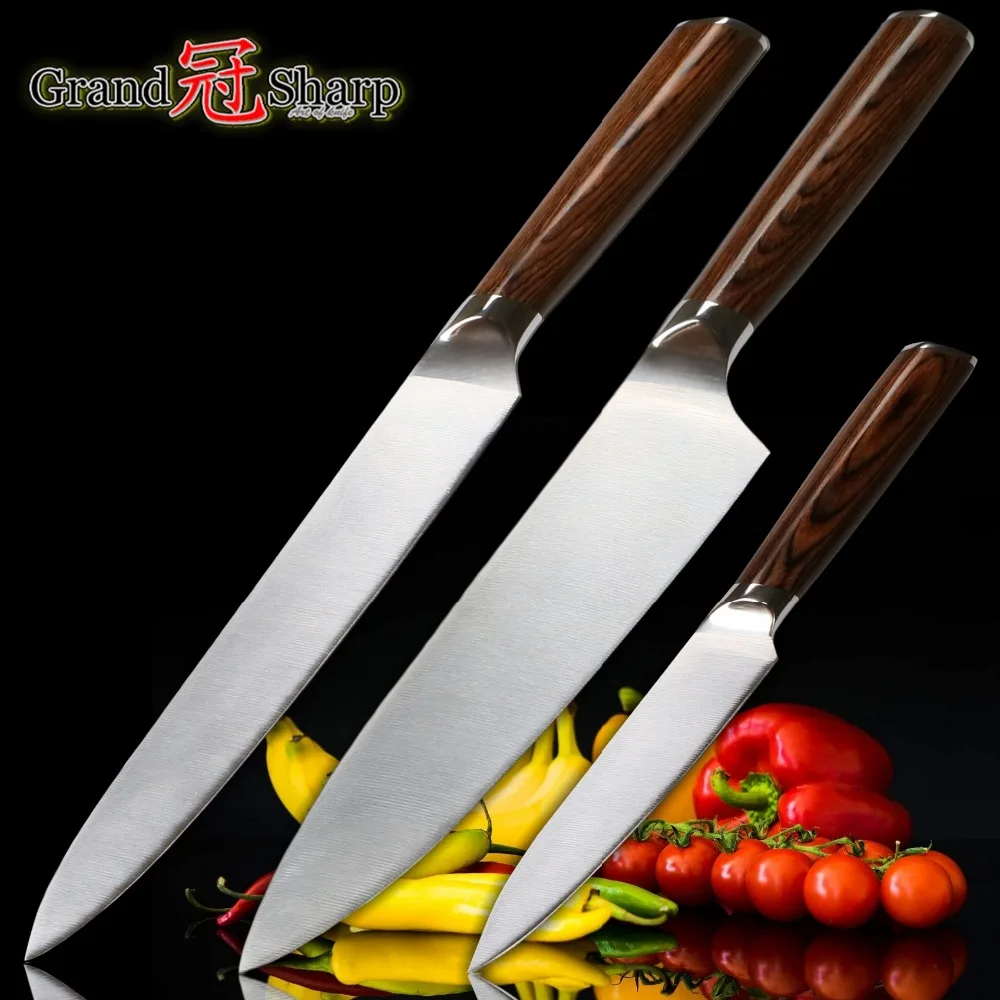 3 Pcs Kitchen Knife Set German Steel 1.4116 Chef Slicing Utility Knives