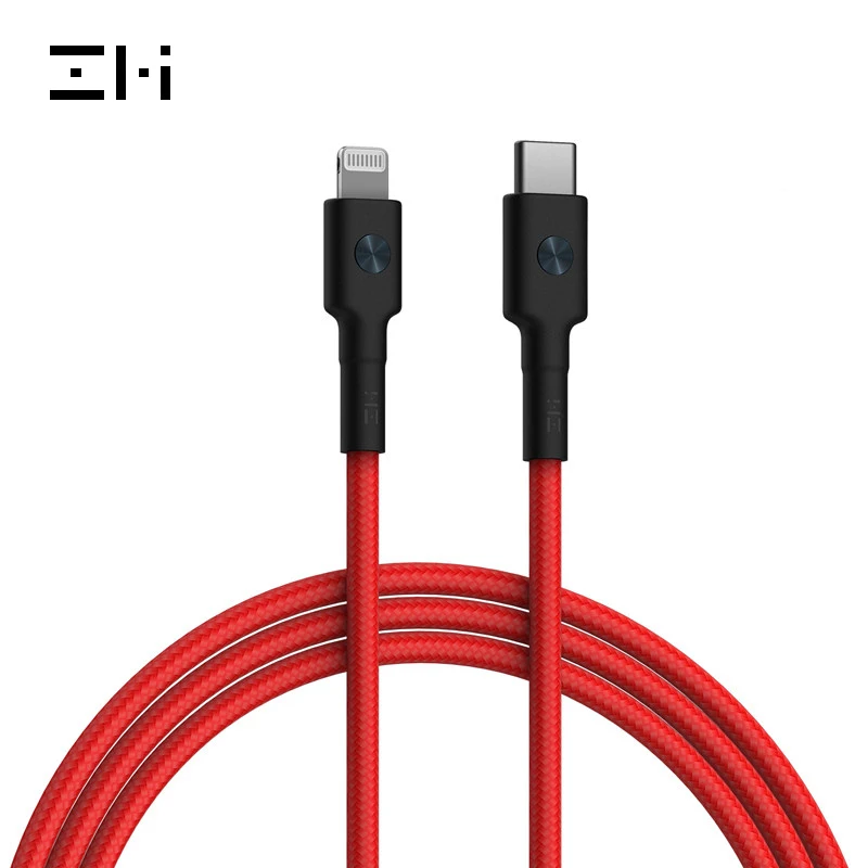 Xiaomi zmi MFI сертифицированный usb c на lightning зарядный кабель для iPhone xs max xr x 8 7 6s plus 5 ipad быстрое зарядное устройство pd кабель короткий - Тип штекера: Red
