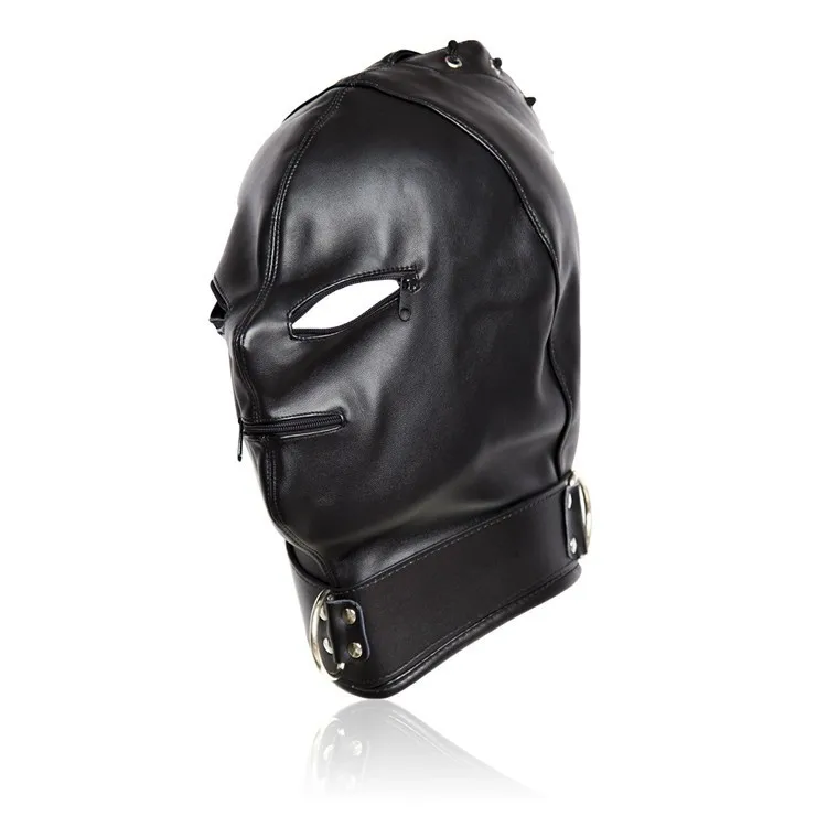 Новый взрослый секс-БДСМ маска для бондажа ПУ кожаный капюшон маска раб открытый рот и глаз колпак карнавальные маски голова эротические