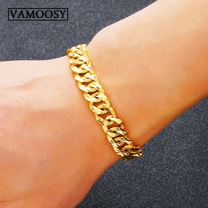 Роскошный браслет 24 K золотого цвета мужской браслет мужские браслеты женские подарок для Него свадебный подарок для жениха pulseira masculina