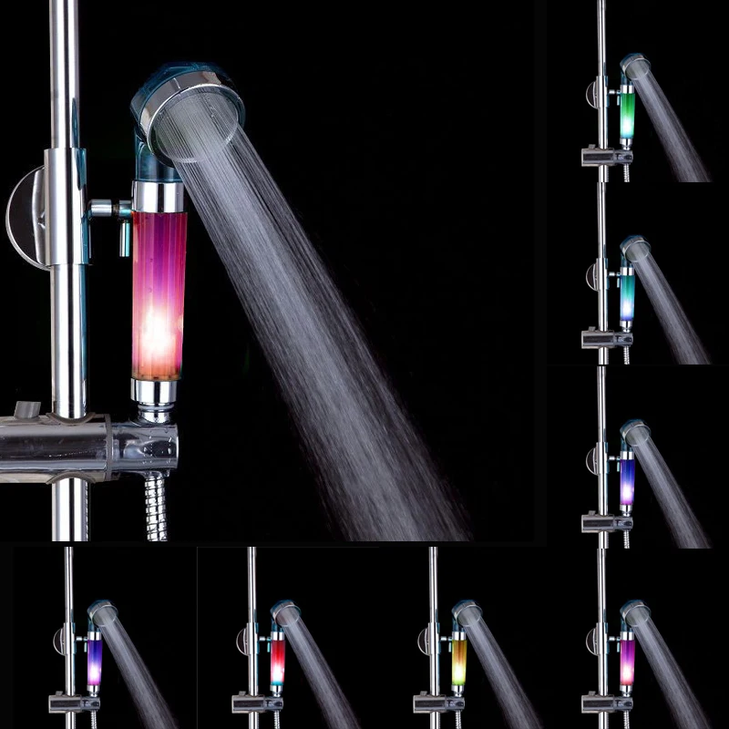 2016 New LED shower head self power 7 Colors flashing jump change
