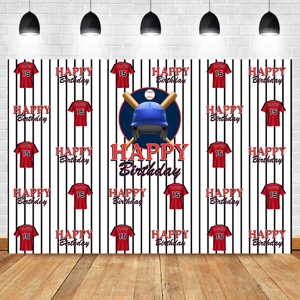 

NeoBack Baseball Field Sport Boy Birthday Party Photo Background Photophone Step and Repeat Black White Stripes Photo Backdrops