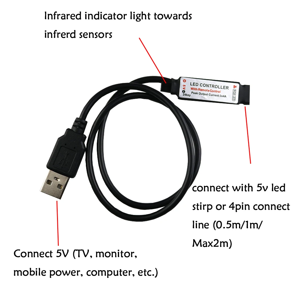 DC 5 в USB светодиодный RGB контроллер мини 3 клавиши Диммер 24Key 44key ИК пульт 17 ключей RF беспроводной пульт дистанционного управления для USB RGB светодиодная лента