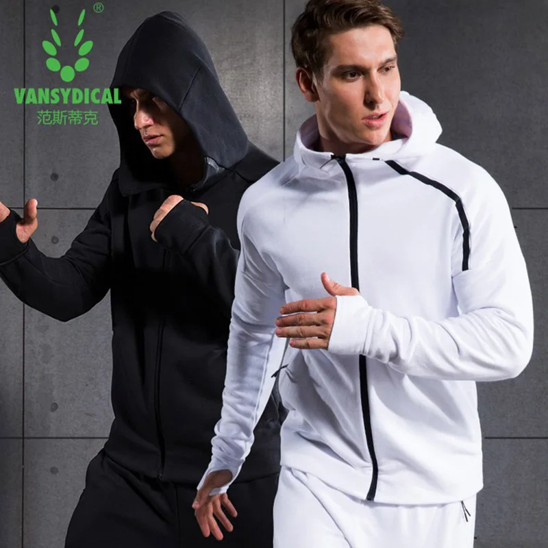

New Autumn Winter 2016 Men Running Jacket Training Hoody XXL Spring Sports Zipper Outwork Clothing Sweat 100% combed cotton