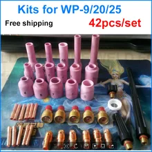 TIG Сварочная горелка Наборы, TIG/газовая линза комплект, Кепки цанговые тела Fit TIG Сварочная горелка SR WP9, 20, 25, 43PK