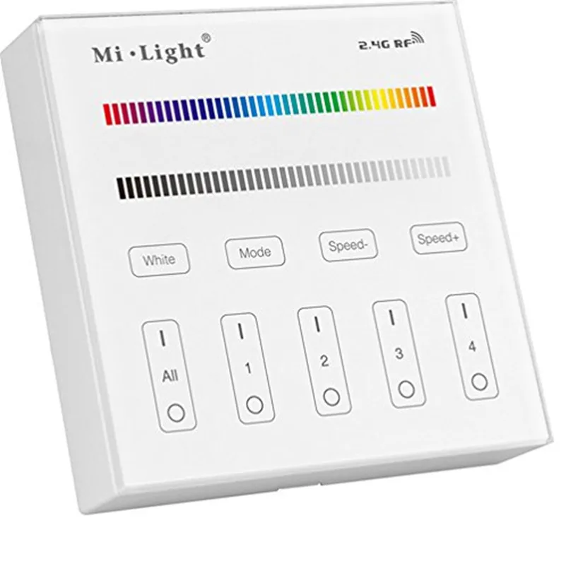 

Mi.Light B1 B2 B3 B4 ,Powerd by 3V 2*AAA battery ,4Zone Brightness Dimmer Smart Touch Panel Remote Controller