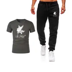 Летний Новый мужской костюм футболка + брюки из двух частей Повседневная Спортивная одежда Мужская 2019 Повседневная футболка тренажерный