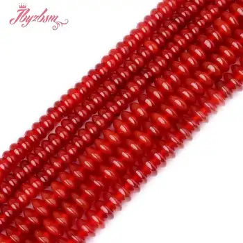

3x6,4x8mm Smooth Red Rondelle Agates Beads Natural Stone Beads For DIY Necklace Bracelets Jewelry Making Loose 15" Free Shipping