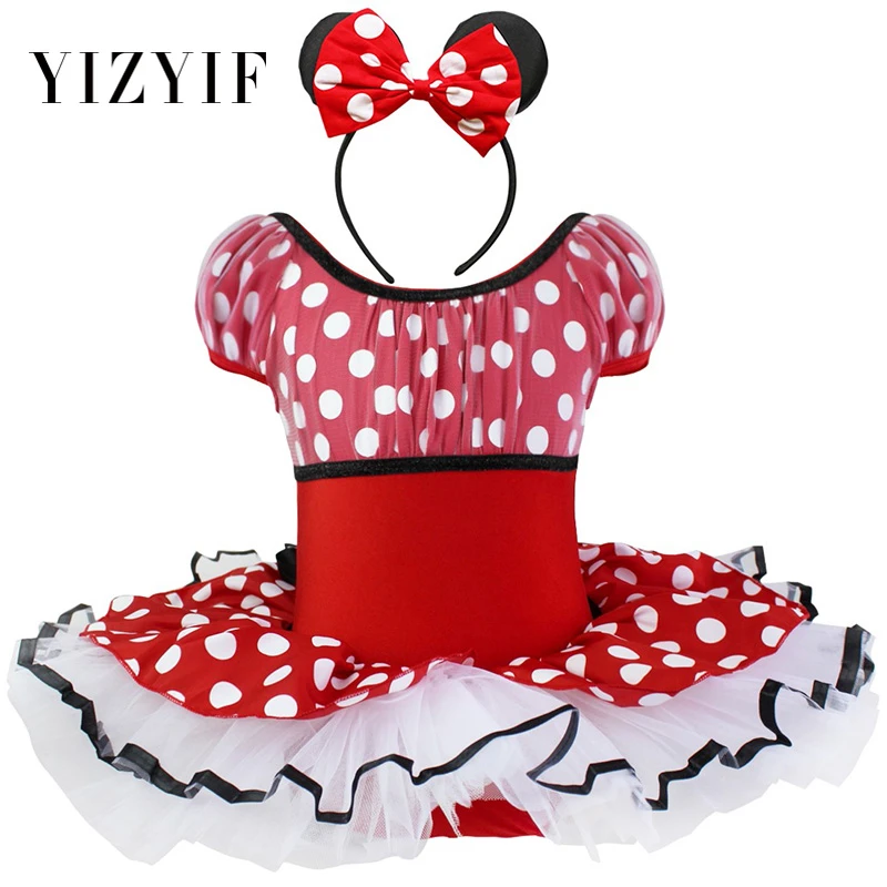 YiZYiF/платье для маленьких девочек, нарядвечерние платье-пачка в горошек с повязкой на голову, танцевальная одежда, балетное платье-пачка для