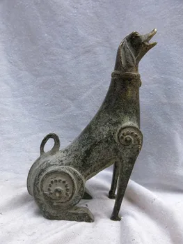 

China bronze carved beautiful Dog Sculpture deified dog statue