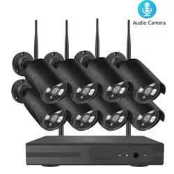 8CH 1080 P NVR аудио комплект видеонаблюдения Plug and Play 8 шт. 2MP HD Беспроводная Водонепроницаемая система ночного видения видеонаблюдения