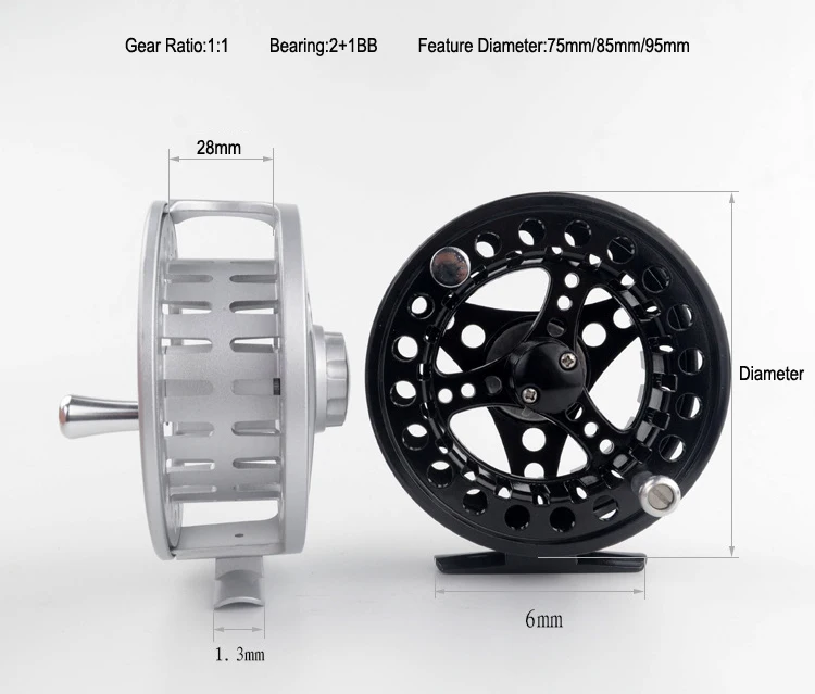 Fly Fishing Reel YZ75-56 78 910 CNC Diecast Machined Aluminum Alloy Fly Reel Large Arbor, LeftRight Handle Changable  (3)