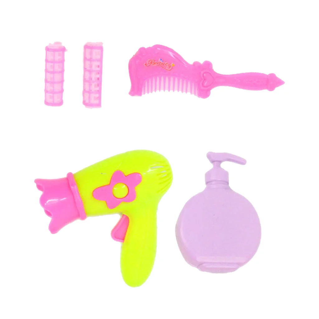 Beauty Comb Hair Dryer Roller Curler Lotion Bottle Sets Dollhouse Miniature Bathroom Accessories for   Doll