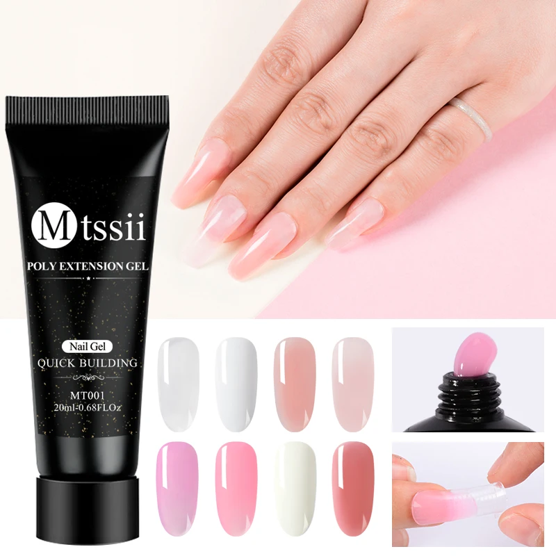 

Mtssii 20ml Poly Nail Gel Set Finger Extension Clear Pink Jelly Gel Quick Building Nail Tips Extend Builder UV Gel Manicure