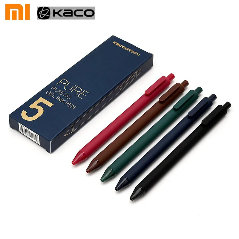

Original KACO Pen 5pcs/pack KACO Pure Plastic Gel-Ink Pen ,Signing Pen Coloful Ink Pen For School /Office /Worker Best For Gift