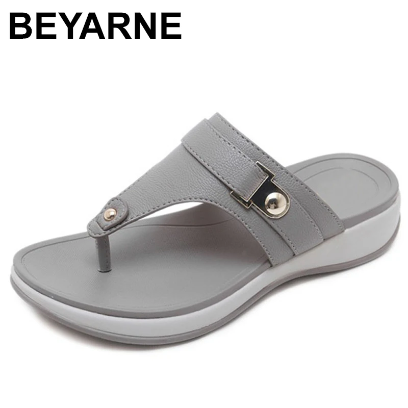 BEYARNE 2019 женские шлепанцы Сезон лето Модные сандалии Женские Вьетнамки Обувь на