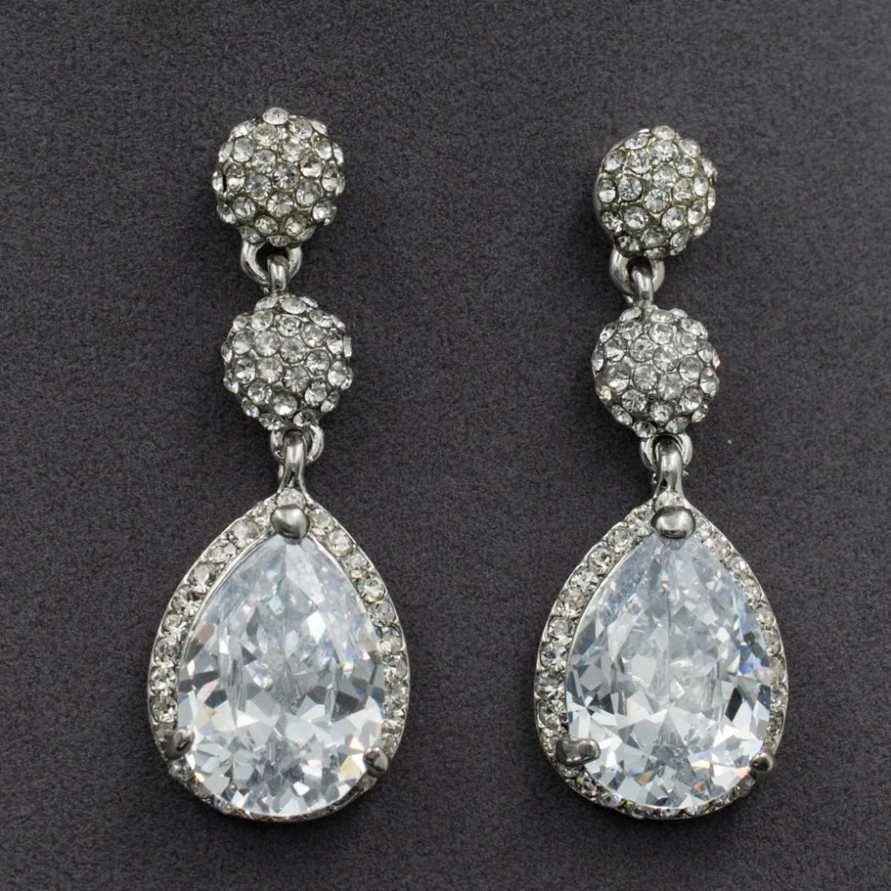 Silver Rhinestone Crystal Dangle Earring for Women Girl Party Earrings