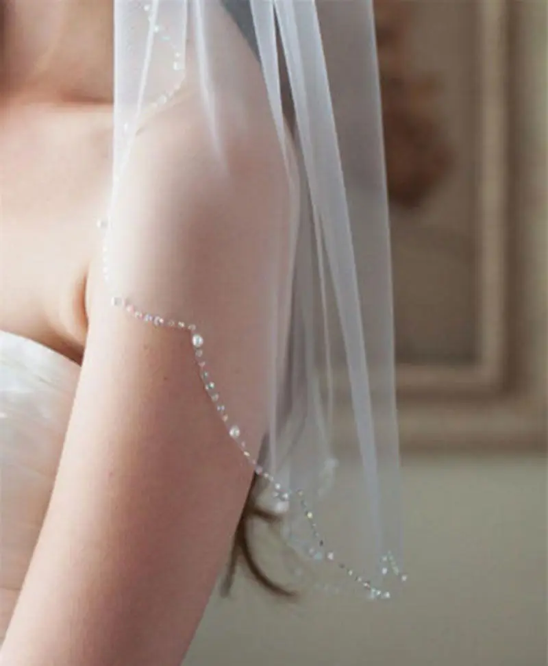 1-Layer-White-Ivory-Cut-Edge-Wedding-Veil-Lace-Bride-Veil-Blusher-Veil-Cheap-bridal-Veil