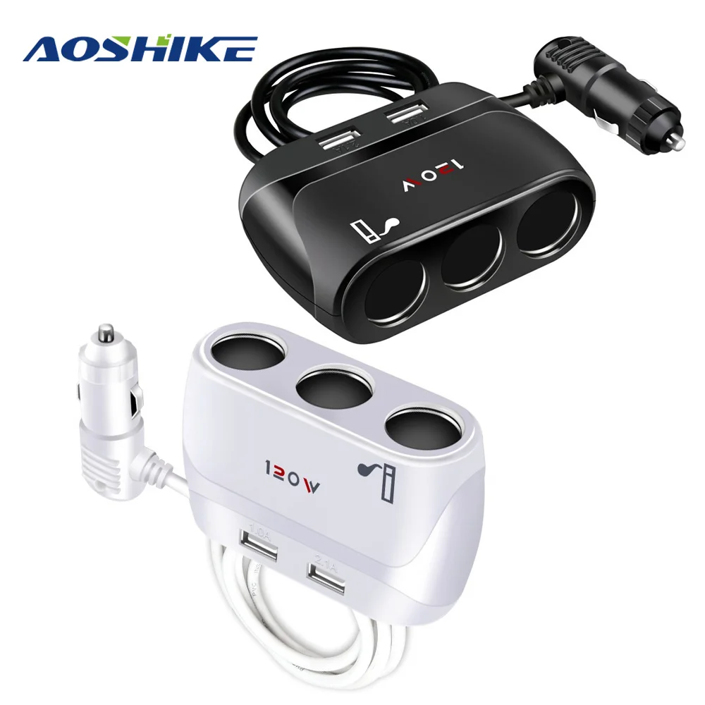 

AOSHIKE Car Charger Universal Multi-Function 3.1A 12V 120W Dual USB Adapter Plug With Switch One For Two Car Cigarette Lighter