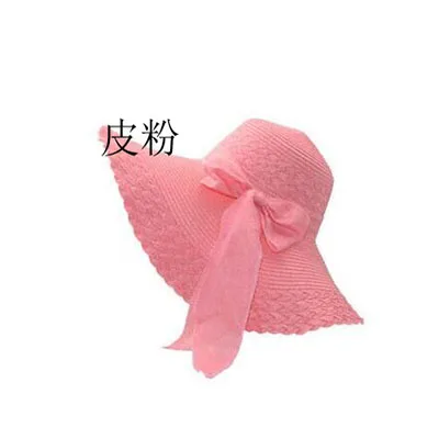SUOGRY Новая Популярная мода весна лето женская пляжная шляпа с защитой от ультрафиолета с бантом женские классические одноцветные повседневные шляпы - Цвет: Leather Pink