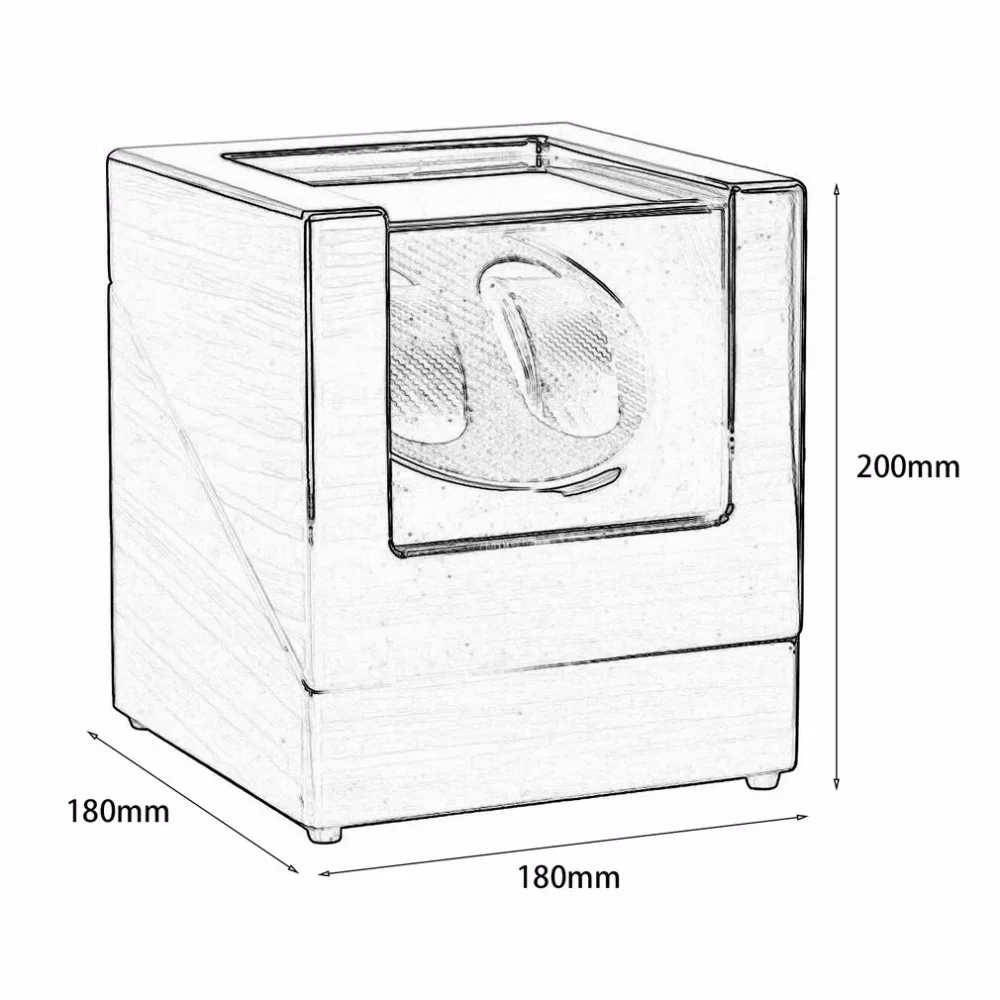Автоматический деревянный намоточный станок для часов, лакированный глянцевый черный карбоновый двойной намоточный ящик для часов, Бесшумный мотор, чехол для хранения часов