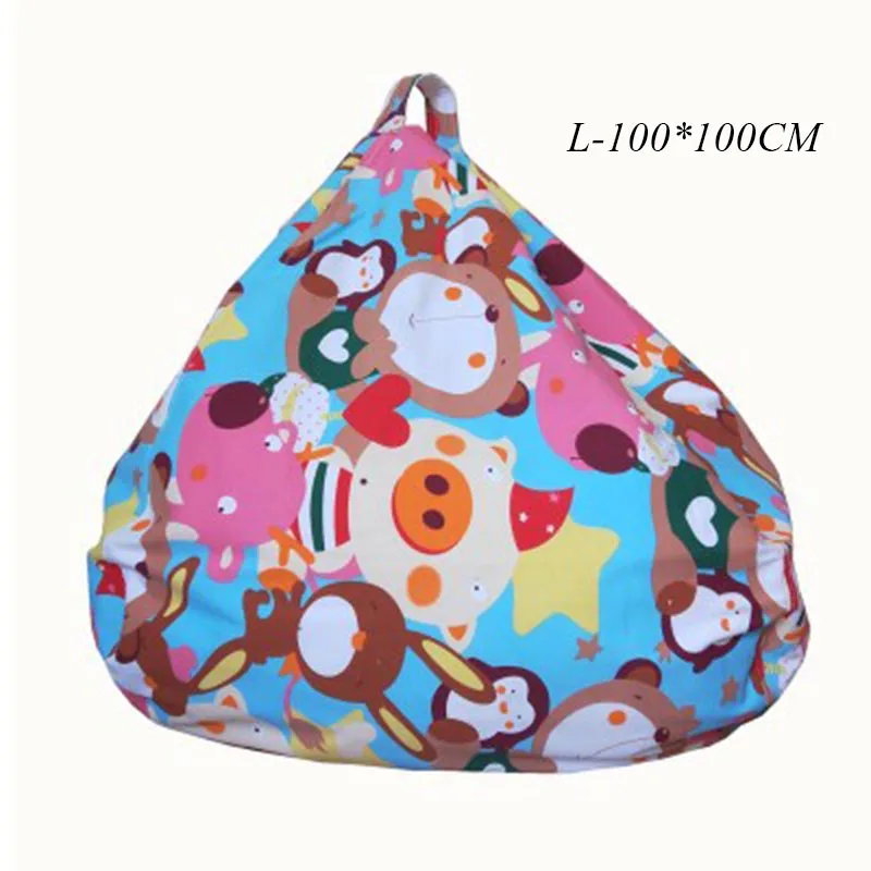 Bean Bag Cover Kids Couch Bean Bag Chair Without Filling Lazy Sofa Sitzsack For Bedroom Livingroom Balcony Baby Bean Bag Pouf - Color: L-100x100CM