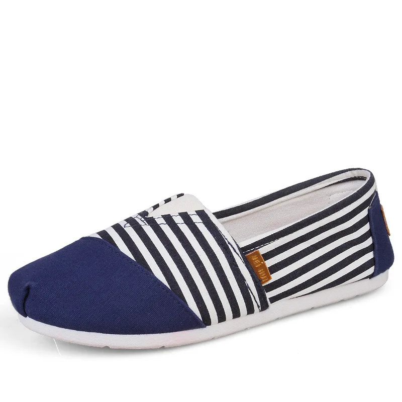 

Women Shoes Slip On Womens Flats Shoes Loafers Canvas Striped Womens Ballerina Flats Casual Comfort Ladies Shoes
