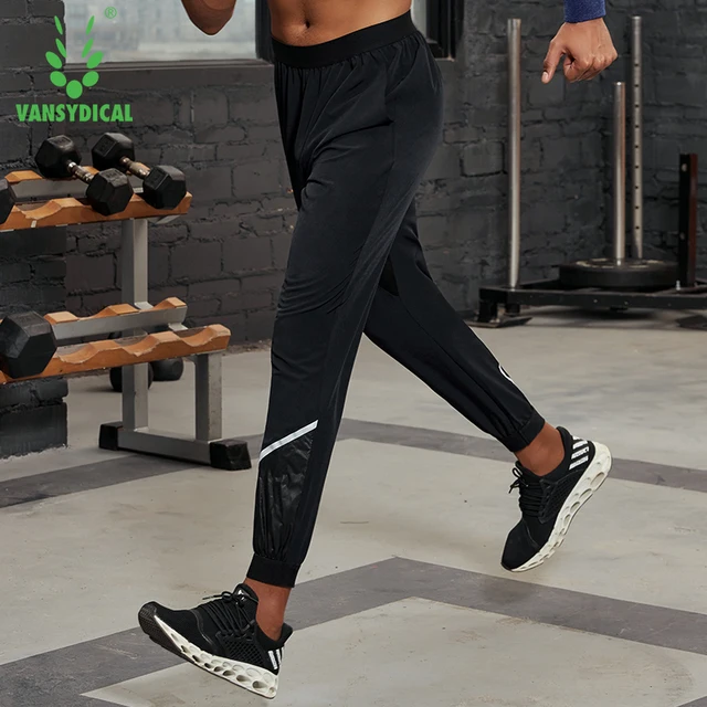 Vansydical 2019 Men's Running Trousers Loose Thin Basketball Training Pants Reflective Fitness Jogger Sweatpants 1