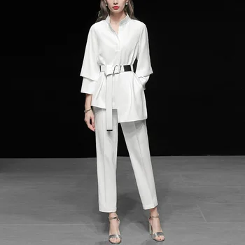 

Spring Women Clothes 2019 Elegant Casual White Two Piece Set Top And Pantswomen two piece outfits