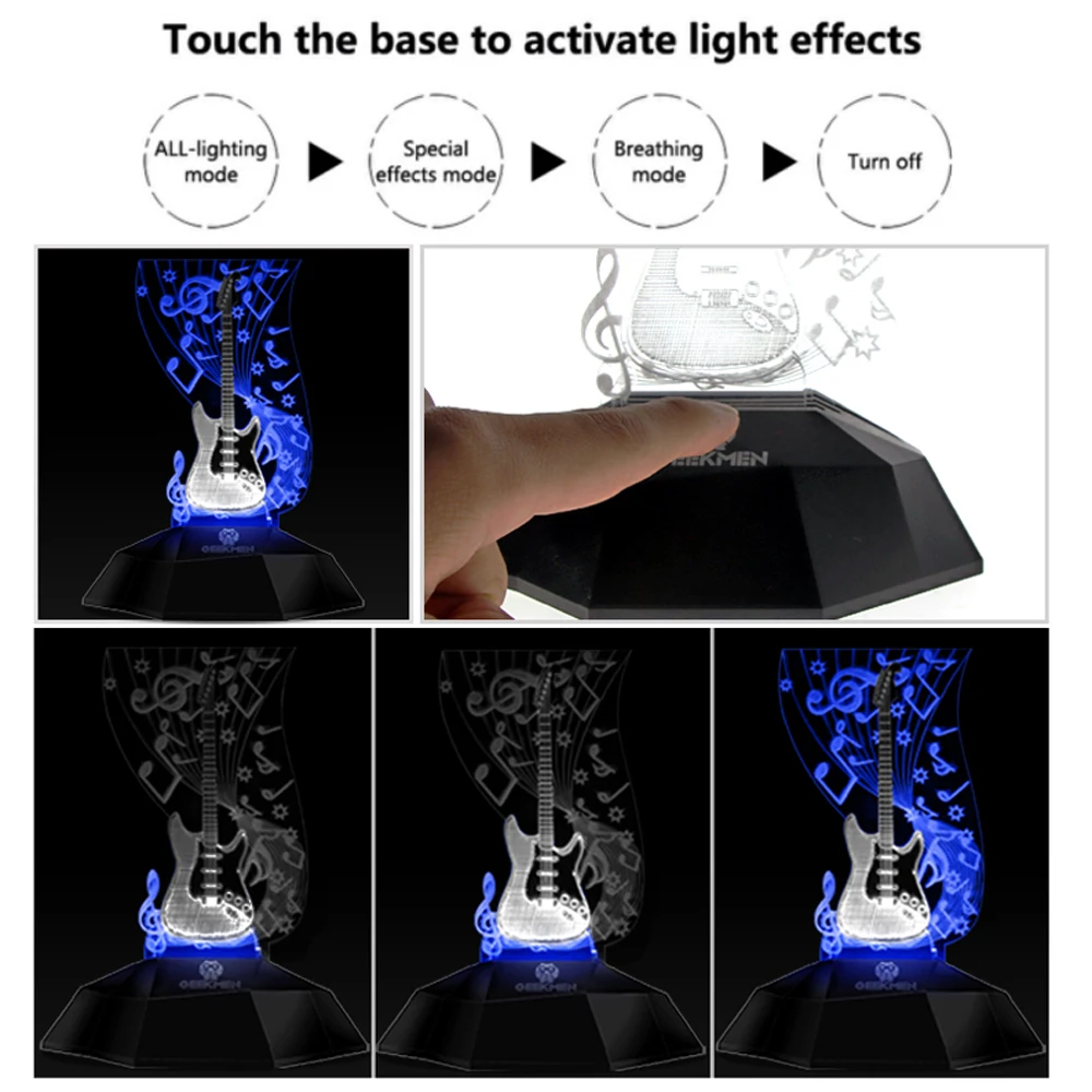 Нот освещения Art музыкальный инструмент, гитара 3D линия лампа светодиодный декоративная настольная лампа гитарист музыка комнаты ночь Decor